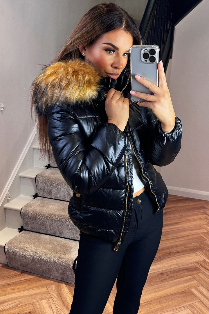 Odelia | Women’s padded puffer jacket with faux fur hood
